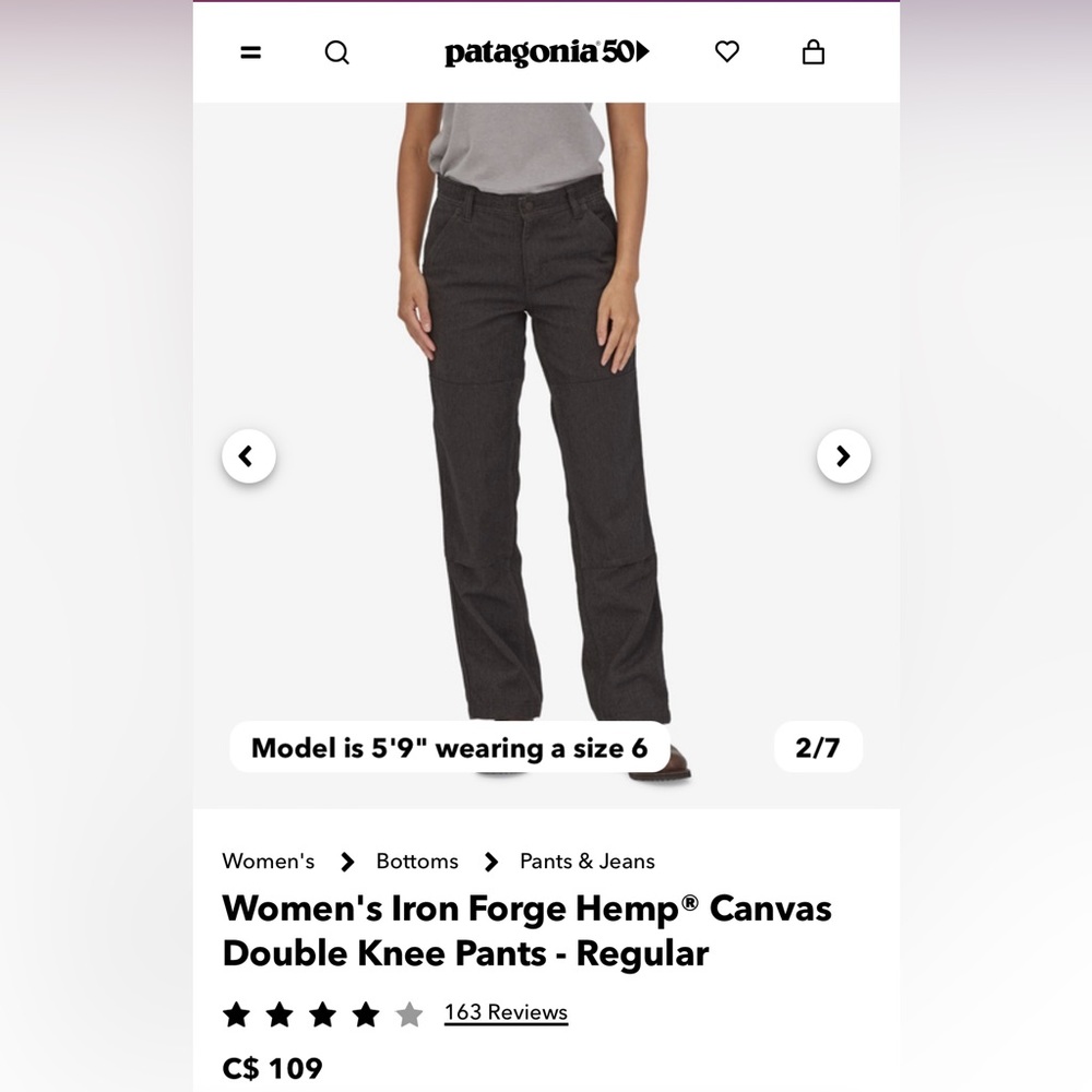 Patagonia double knee hemp pant